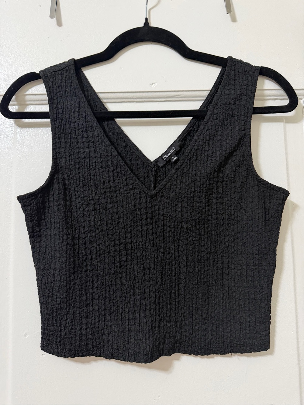 Madewell Black Textured V-Neck Cropped Tank